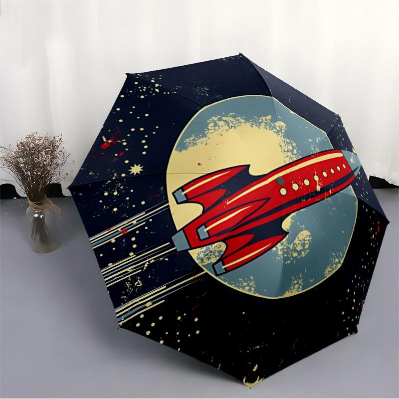 1pc Rocket Moonshot Auto Open/close, All-Season Portable Folding Umbrella for Women & Men, Travel, Everyday, Formal Events - Compact Luxury Parasol, O