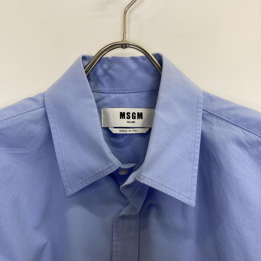 MSGM Blue logo embroidered overshirt tops 41 blueUsed