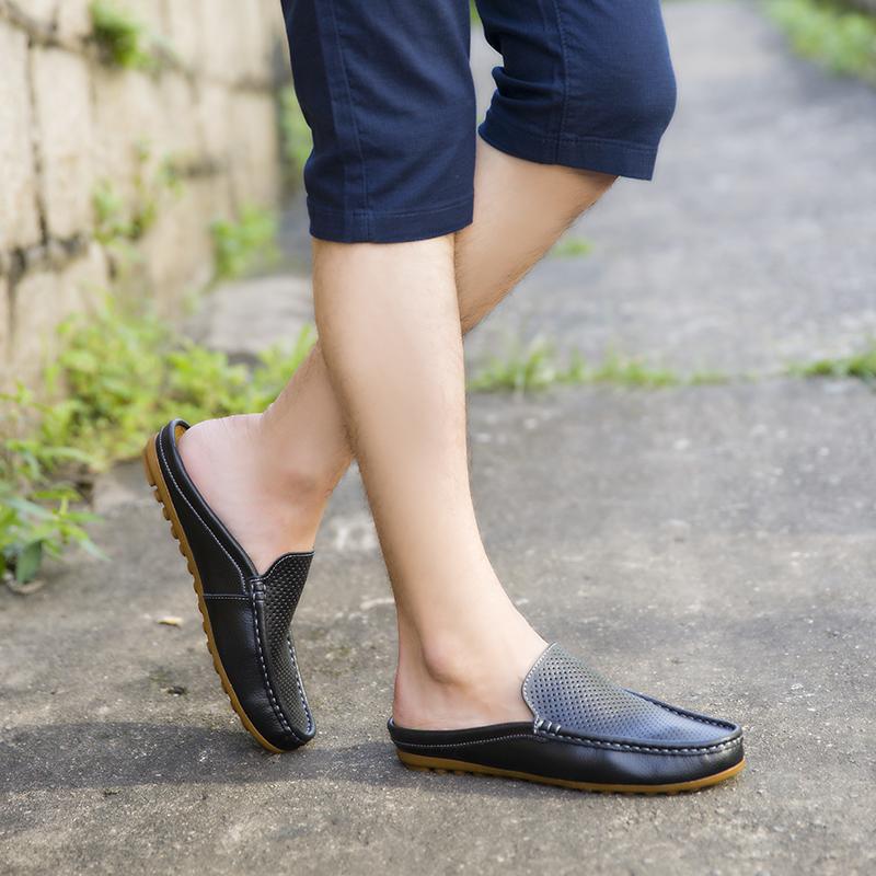 Men’s Moccasins Slippers Penny Loafer Driving Shoes Comfort Leather Flats Casual Slip-ons Plus Size Color White Pea Shoes for Men