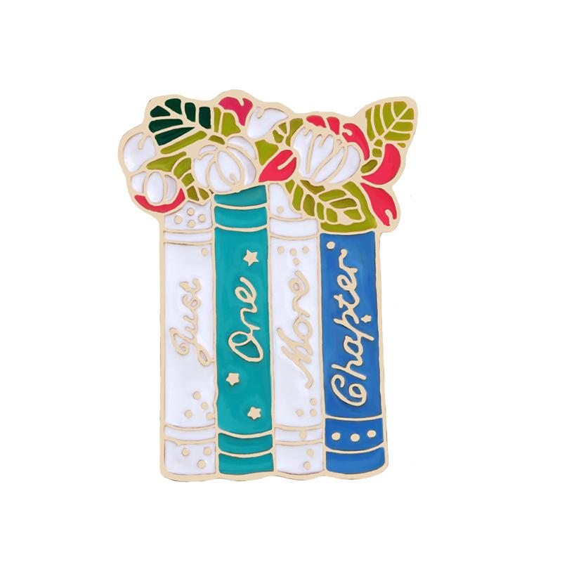 

Flowers Books Enamel Pins Reading Book Brooch Custom Backpack Clothes Lapel Pin Fun Bookworm Badge Jewelry Gift for Kids Friends