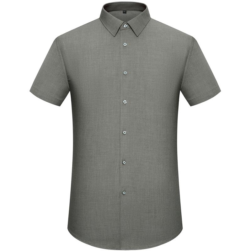 Classic Style Men's Solid Color Short Sleeve Button Up Lapel Shirt, Casual Chic Summer Tops For Office Casual Outdoors Wear