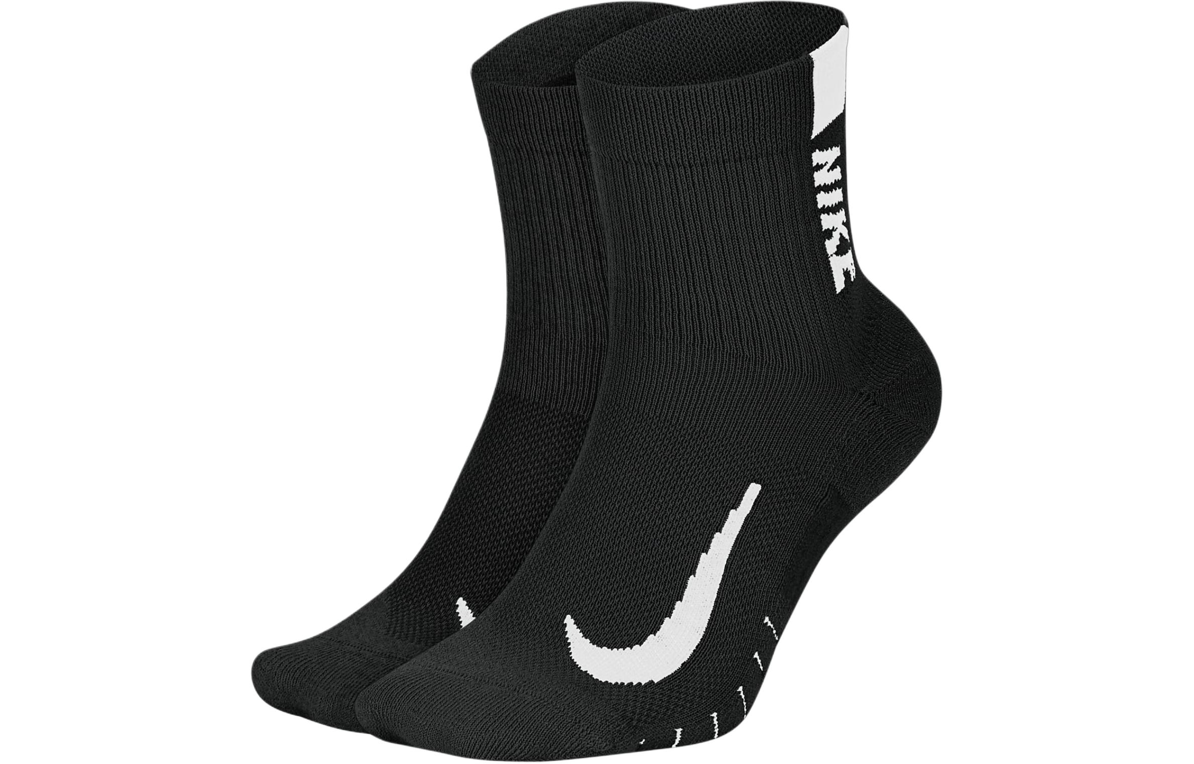 Nike Running Ankle Socks 2 Pair Crew Socks Unisex 2 Pack Black SX7556-010 7-9