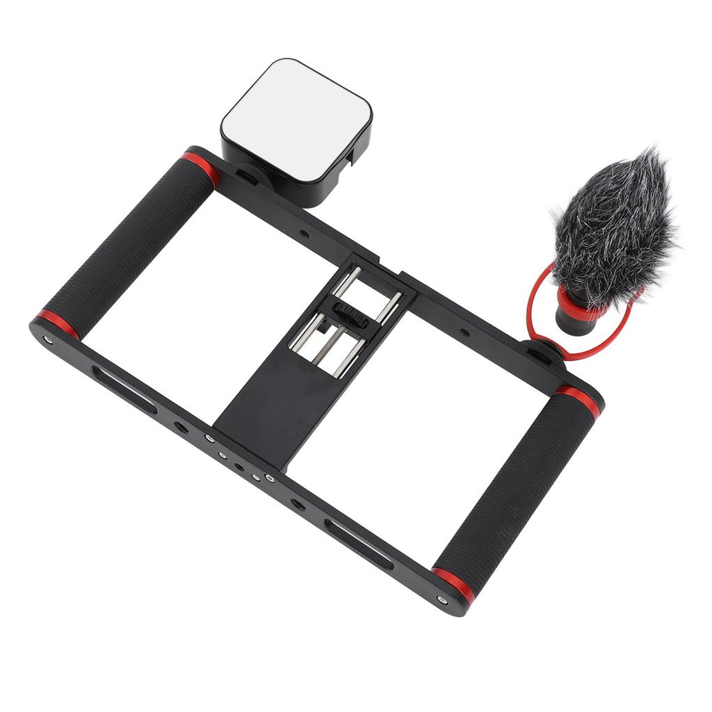 Sada pro video rig na telefon Multifunkční lehká klec pro mobilní telefon pro vlogování Mikrofonní sada s přisvětlením
