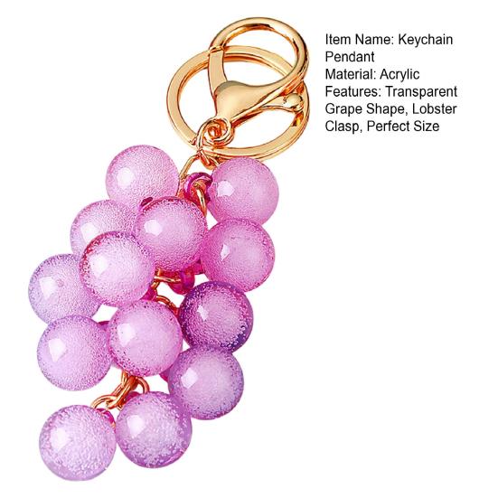 Keychain Pendant Transparent Grape Shape Acrylic Key Chain with with Lobster Clasp Easy To Hang Key Holder Backpack Car Accessory