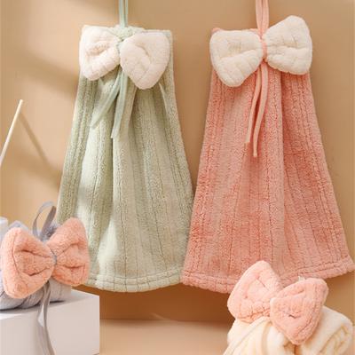 1/2/3/4 PCS Bowknot Hand Towels for Kitchen Bathroom Coral Velvet Microfiber Soft Rag Quick Dry Absorbent Cleaning Cloths Home Dishcloth