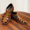 2025 New European and American Men's Genuine Leather Casual Flat Cowhide Sandals, Large Size