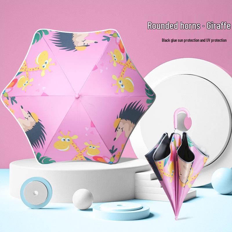 Children's Cartoon Umbrella: Safe, Rounded Corners, Anti-Puncture, Lightweight, Long Handle for Kindergarten & Elementary Boys and Girls.