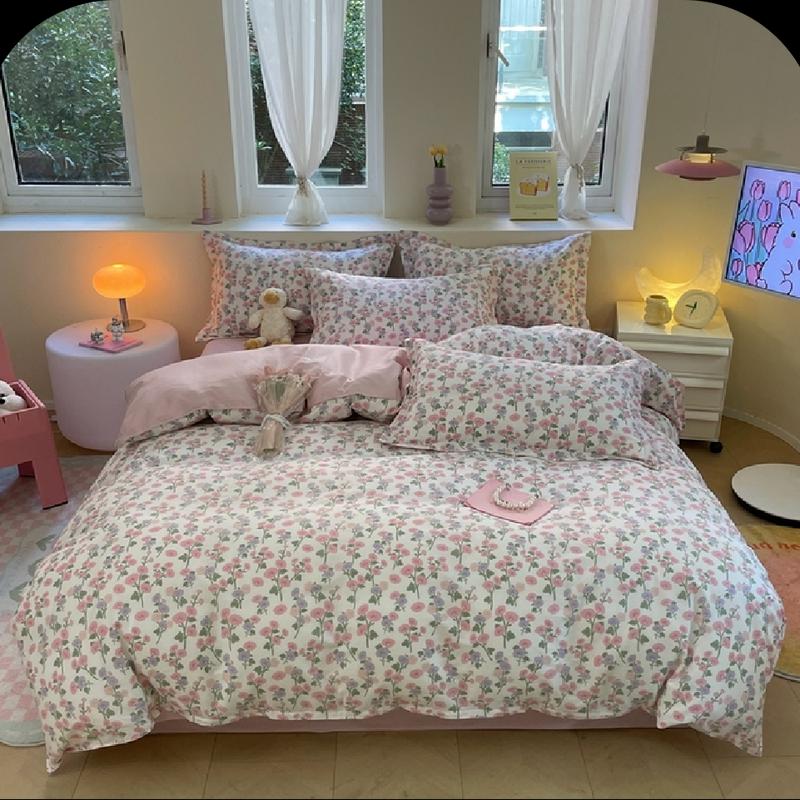 

Grace All-Cotton Printed 4-Piece Bedding Set - Romantic Full House