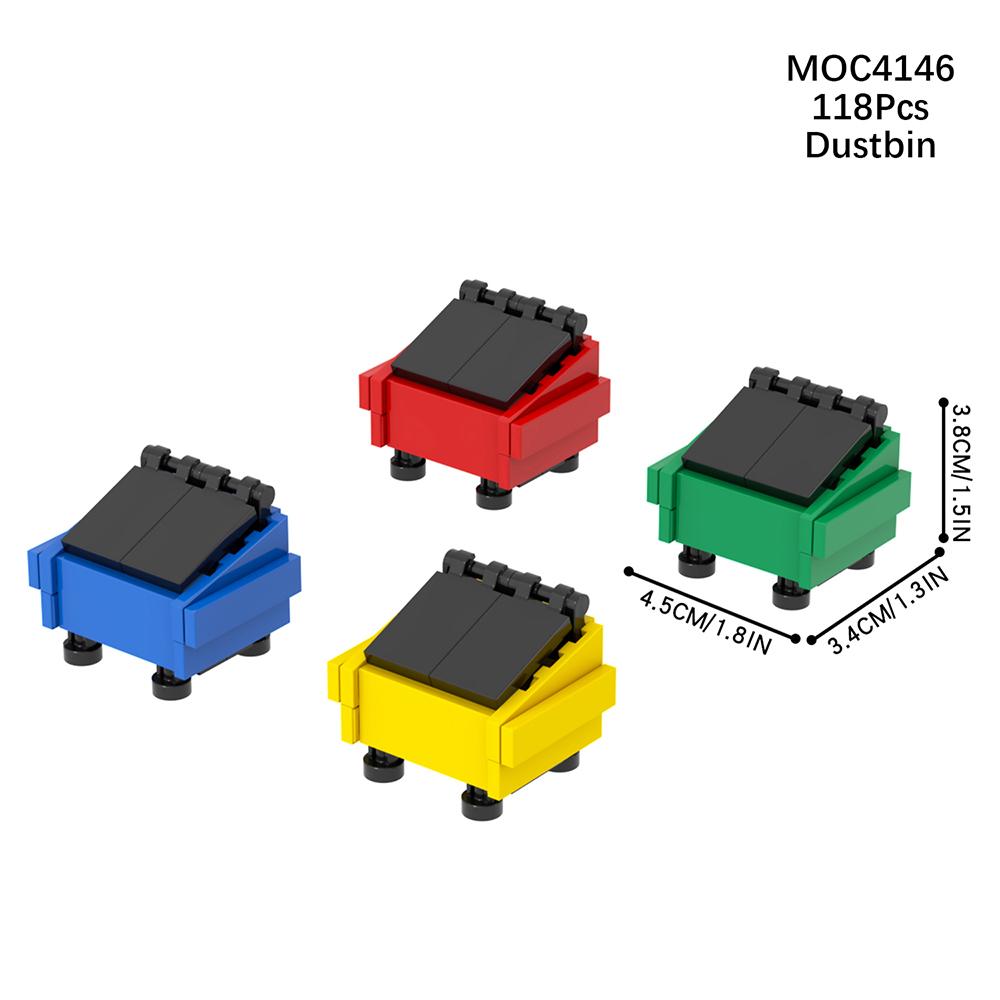MOOI Stadt Öffentliche Einrichtungen Mobile Toiletten Telefonzellen Mülleimer Schaukelstühle Modellbausteine Montessori-Spielzeug MOC-Bausteine