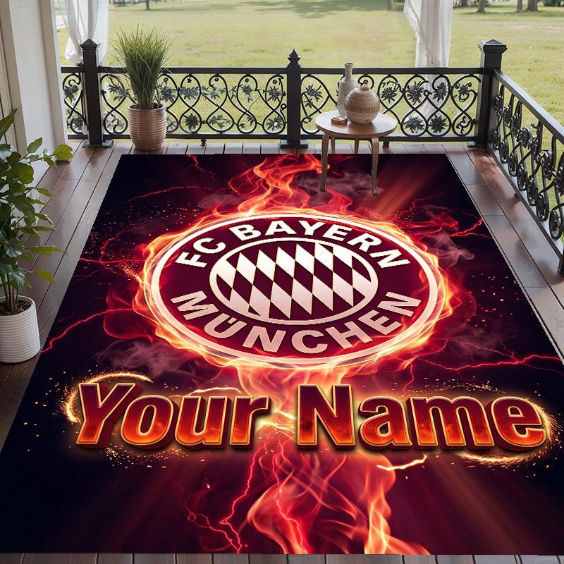 Custom Text Printed Rug Bayern Munich Non Slip Floor Carpet For Home Room Decor