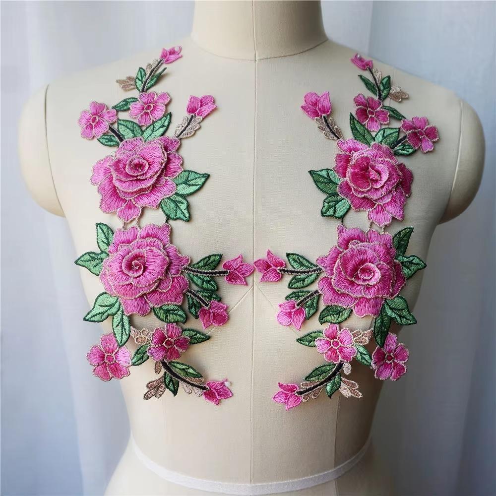 3D Flower Embroidery Flower Applique Blue Purple 12cm X 28cm Sew On Patch Embroidery Repair Patch Wedding Decoration DIY