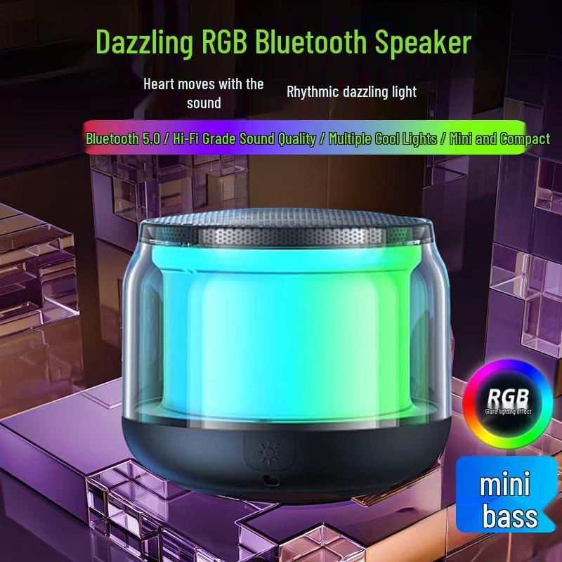 Mini Bluetooth Speaker S100: Transparent Design with Ambient Lights & High-Quality Sound Subwoofer