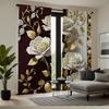 White Rose Gold Leaf Curtains Hd Print Pocket Rod Top Living Room Bedroom Study Polyester Decor Sheer Made Of Great Window Treatment