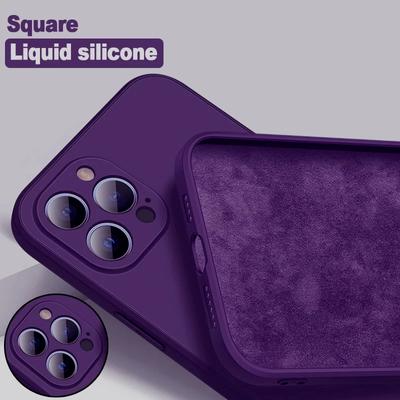 Custodia in Silicone Liquido con Sensazione sulla Pelle per iPhone 14 13 12 11 Pro Max X XR XS Max 8 7 6 Plus Bumper Quadrato Antiurto Cover Posteriore Morbida