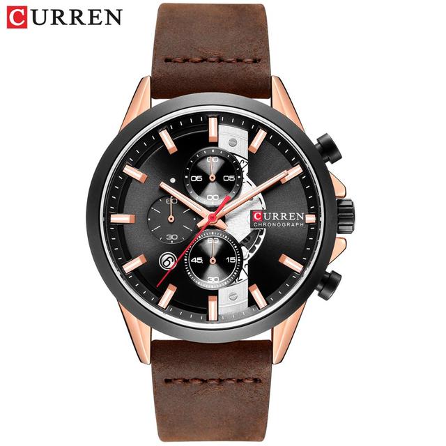 CURREN Luxury Brand Watches for Man Casual Clock with Chronograph Luminous Hands Leather Straps Wristwatches Male