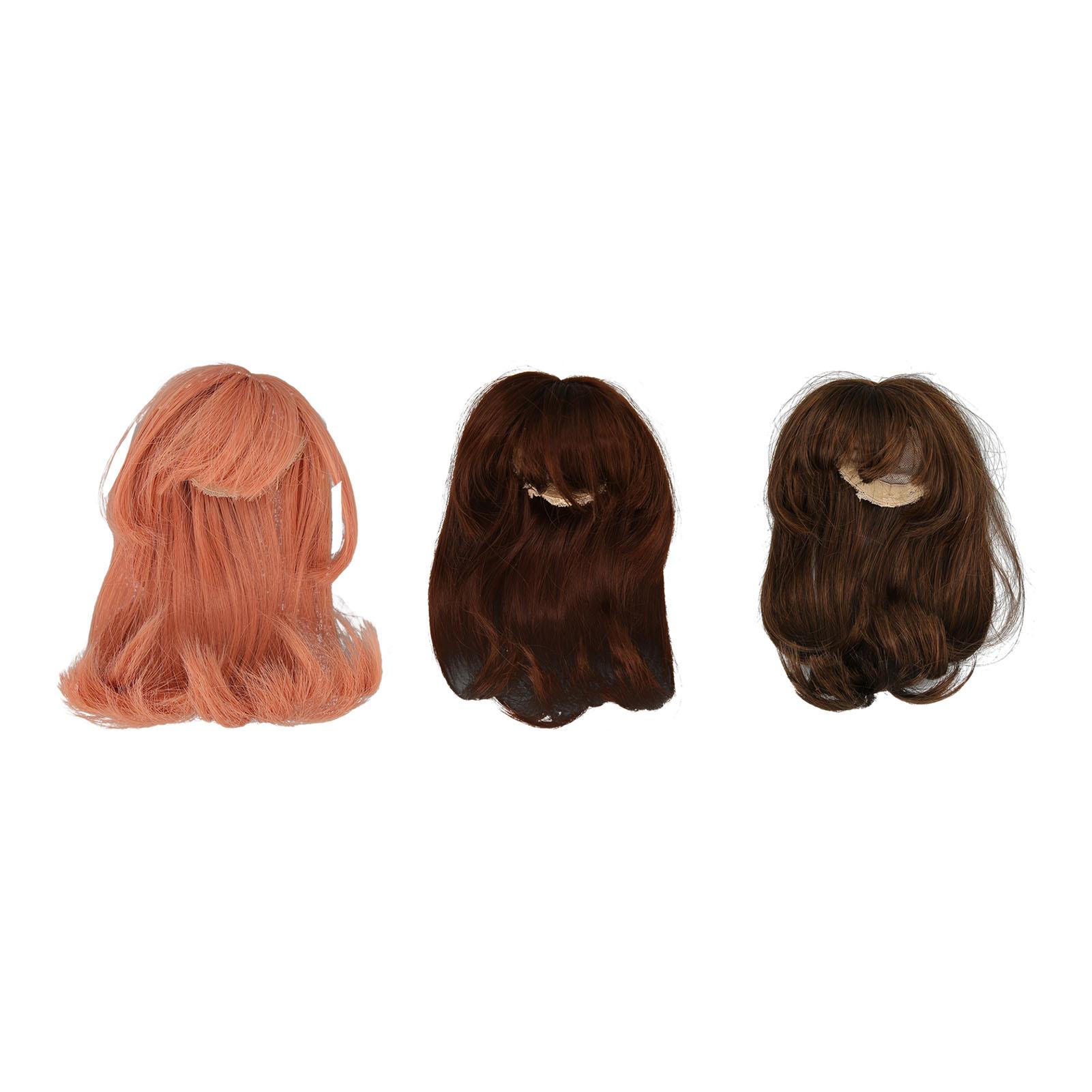 

1/6 Ball Jointed Doll Wig with Bangs DIY Simulated Scalp High Temperature Silk Doll Hair Wig for 15. Light Brown