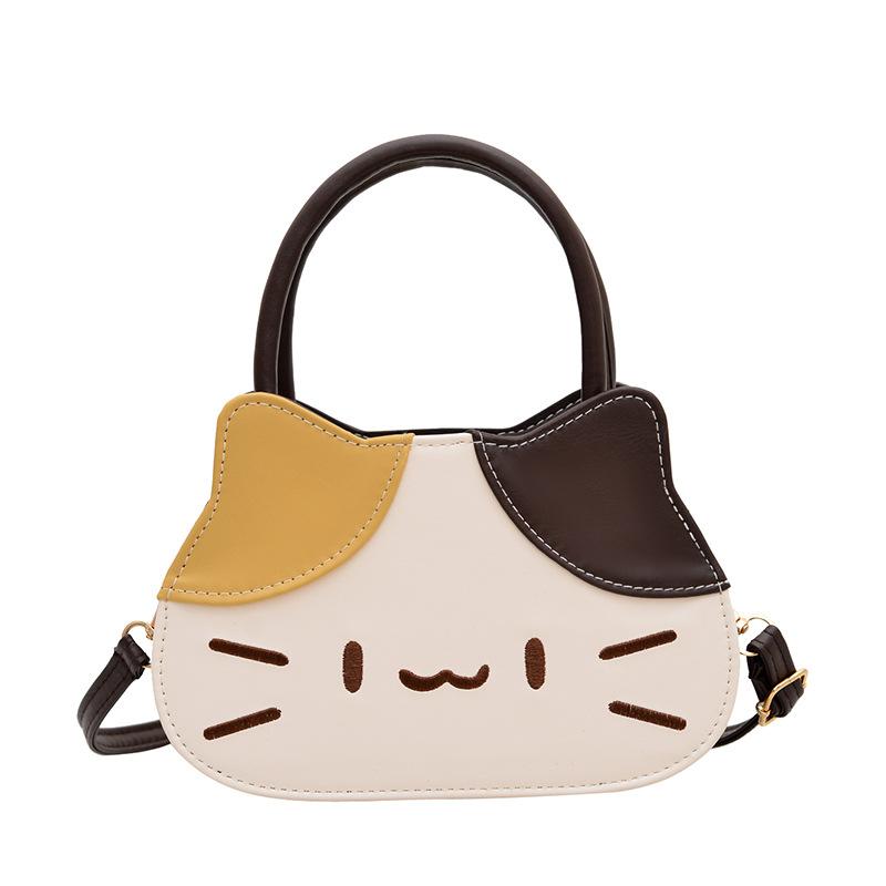 Милая и милая девушка контрастного цвета портативная маленькая сумка новая модная универсальная сумка-мессенджер мультяшный кот маленькая сумка