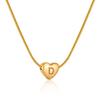 Plated Gold 18k Stainless Steel Heartshaped Alphabet Pendant Necklace For Women Fashionable And Versatile Snake Bone Lett Chain