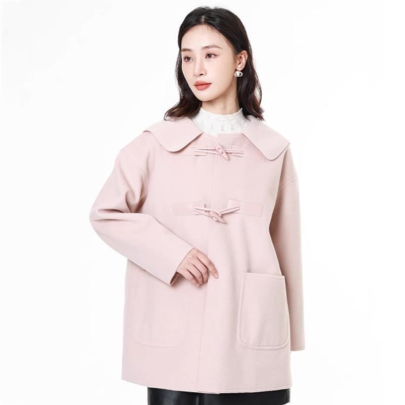 Maslan Solid Color Fashion Doll Collar Coat