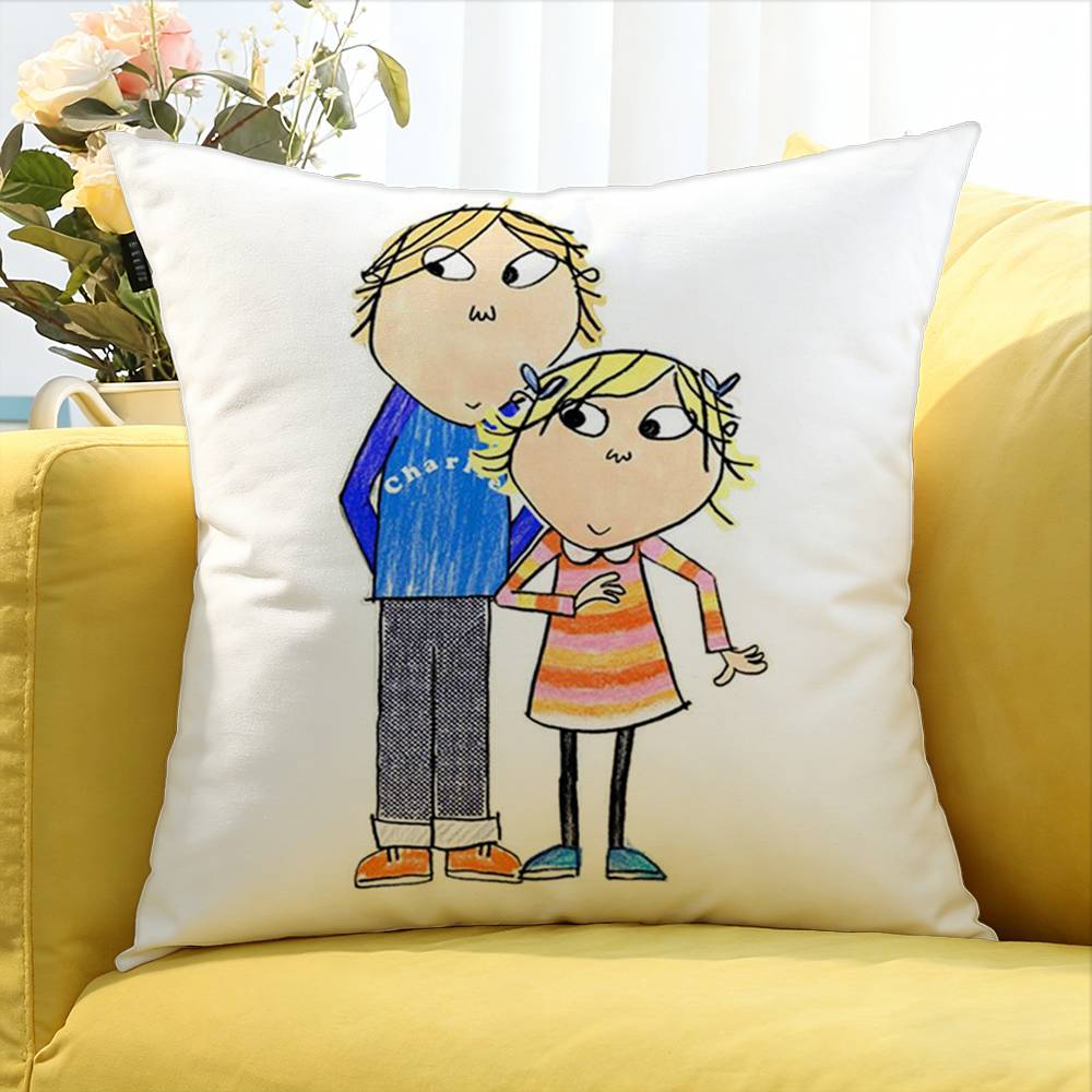C-Charlie And L-Lola World Various Sizes Square Pillow Case For Car Home Bedchamber Decor
