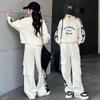 Girls' Korean-Style Sports Suits: Fashionable Spring & Autumn Letter Sweatshirts with Overalls for Kids (Two-Piece Set)