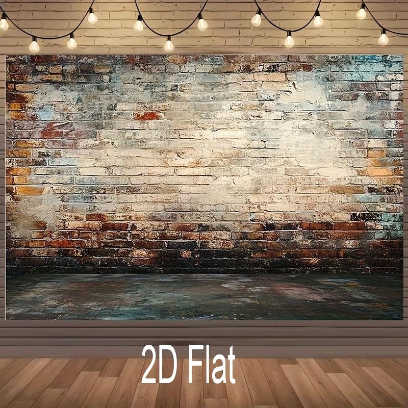 2D Banner 1 Piece, Plain Wood Floor and Vintage Texture - Movable Decoration | Vintage Brick Grain | Wood Floor Effect
