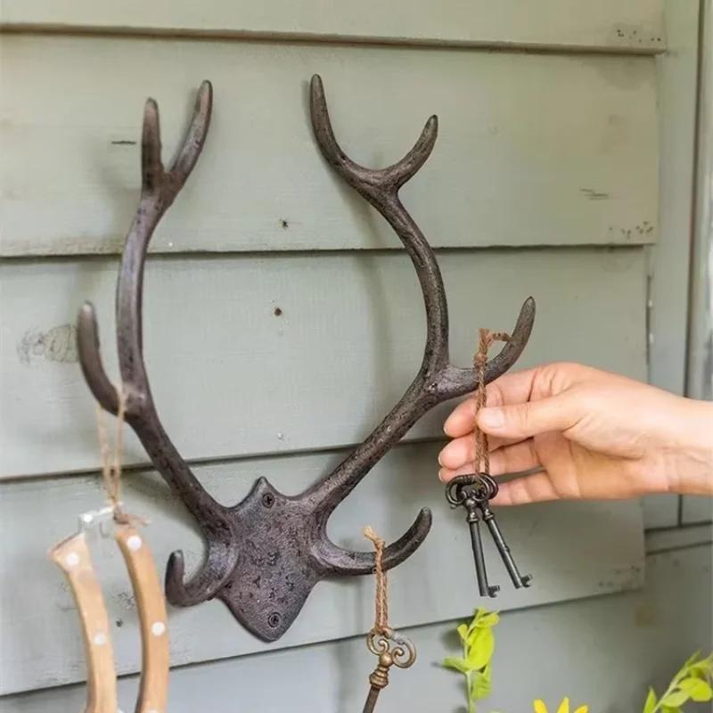 Metal Cast Iron Wall Storage Hooks for Storing Items Restaurant Bar Antlers Decorative Wall Hanging Retro Style Classical Hook