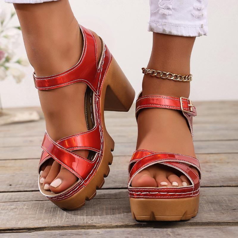Fashion Shoes Cswo01 Women's Chunky Platform Super High Heel Ankle Strap Sandals Summer Thick Bottom Cross Strap Gladiator Sandals Woman's Shoes Cm