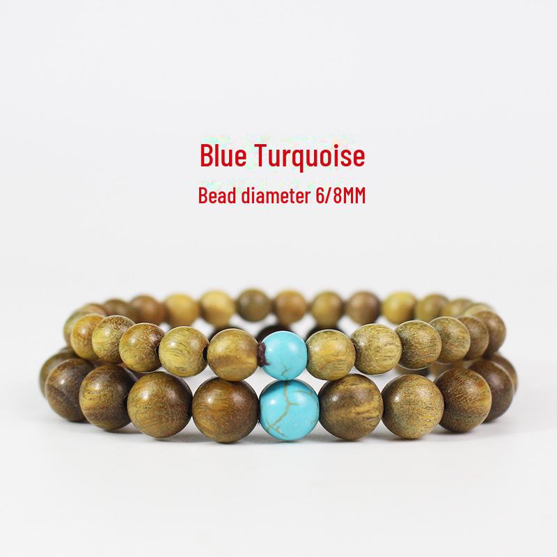 Simple Green Sandalwood Bracelet: Unisex, Single Circle Retro Ethnic Style with Natural Fragrance In Small Size for Students and Couples