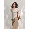 Mi Xiu Women's Gradient Tie-Dye V-Neck Ruffle T-Shirt