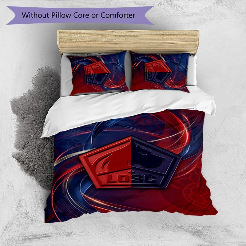 LOSC Lille FC Printed 3PCS Bedding Set Breathable Duvet Cover with Pillowcases Decorative Bed Linen for Bedroom Home