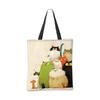 Whimsical Cartoon Cats Tote Bag Makeup Pouch Practical Combination Shopping Storage Bag Floral Art Handbag Travel Camping