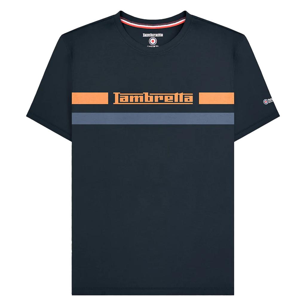LAMBRETTA Męski T-shirt w paski na piersi
