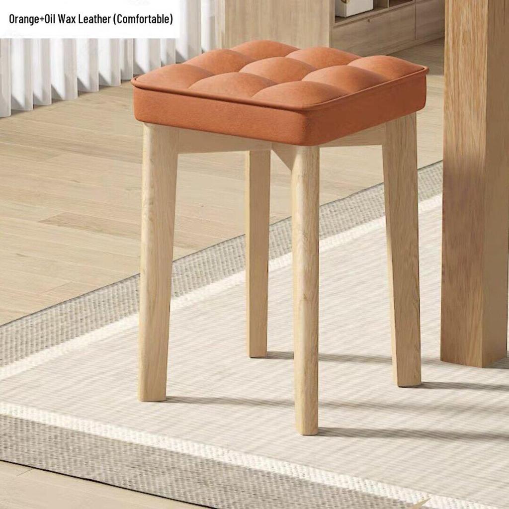 Solid Wood Stackable Stool: Modern Soft-Padded Dining Chair and Dressing Bench