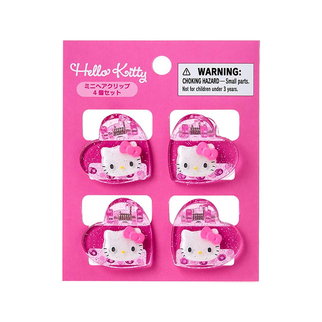 Sanrio Mini Hair Set of Hello ABS Suitable for ages 3 and Item 159069 Clips, 4, Kitty, Pink, Resin, up, No.