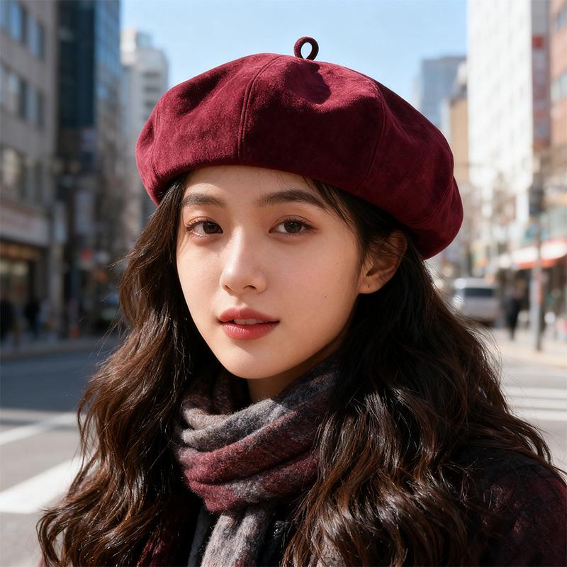 Korean Beret Female Octagonal Painter's Hat Retro Large Head Circumference Showing Face Small Japanese Style Pumpkin Hat Trendy