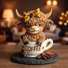 Cow Resin Figurine Scottish Decor Gift for Coffee Lovers