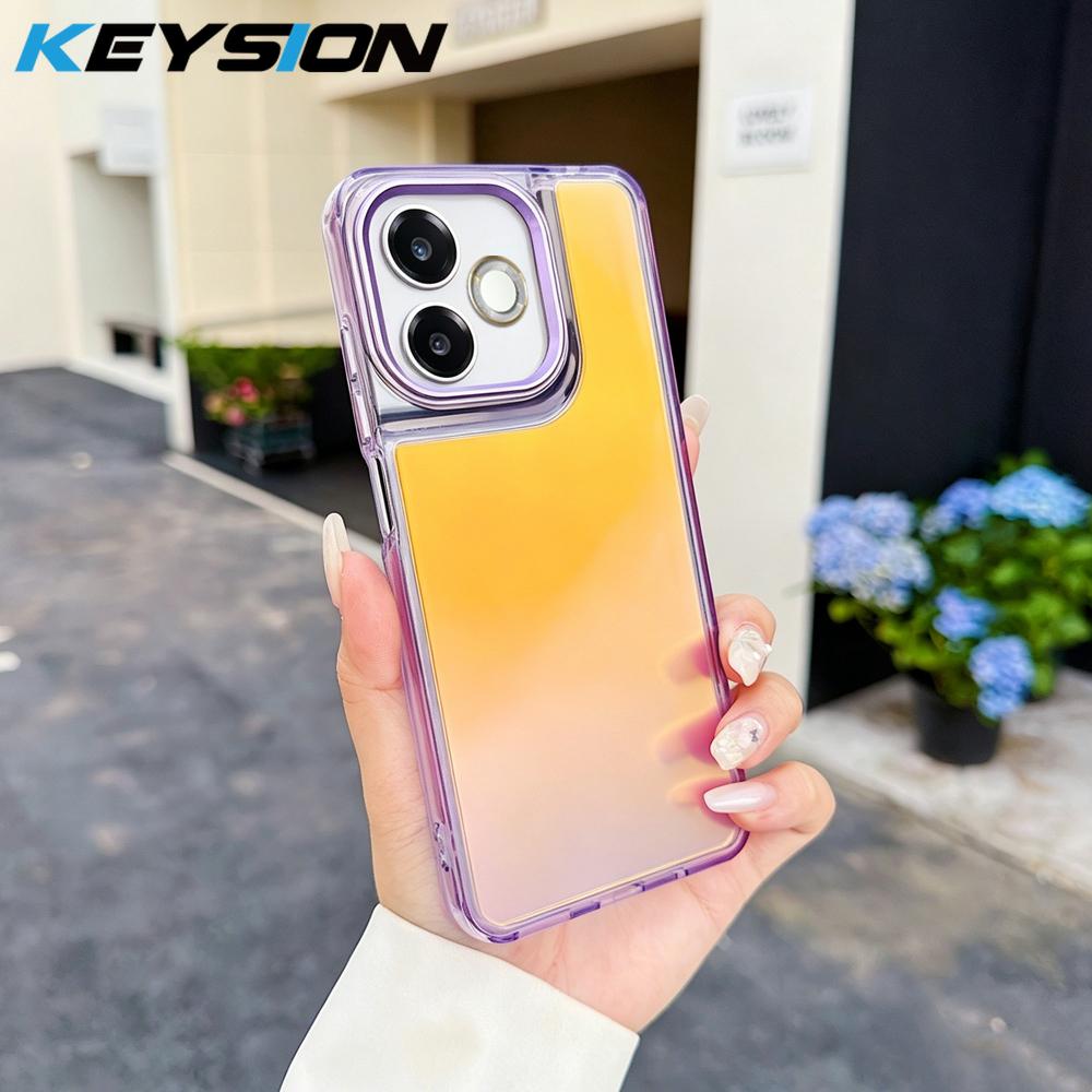 KEYSION Fashion Laser Gradient Colorful Phone Case for Redmi 13 12 5G Soft TPU+PC Shockproof Back Cover for Xiaomi POCO M6
