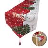 Tappetino da pranzo Pupazzo di Neve Rosso Tovaglia Carina di Natale Cotone Lino Ricamo Atmosfera Festiva Sistema la Decorazione del Tavolo