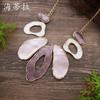 Color painting oil exaggerated geometric oval necklace, women's personalized hollow oval alloy necklace