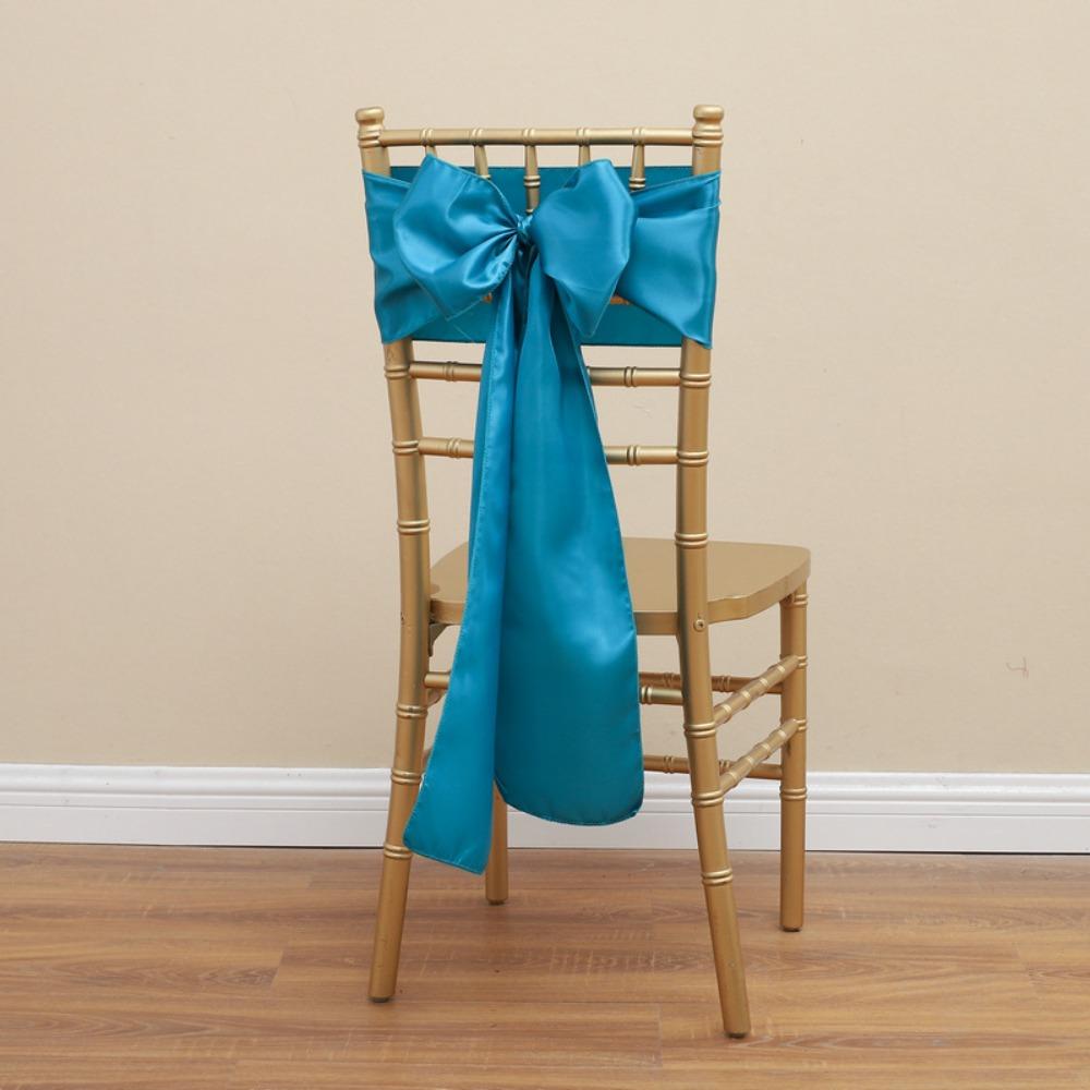5pcs Vintage Bow Chair Cover 275cm Chair Back Ribbon Satin Wedding Chair Sashes  Baby Shower