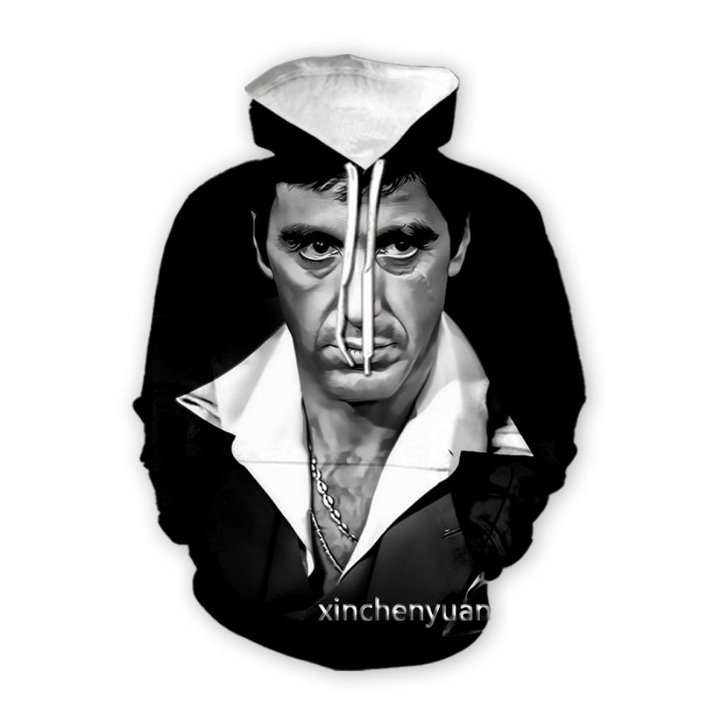 Cross Border Popular Scarface 3D Printed Long Sleeved Sweatshirt for European and American Men's Casual Hooded Sweatshirt