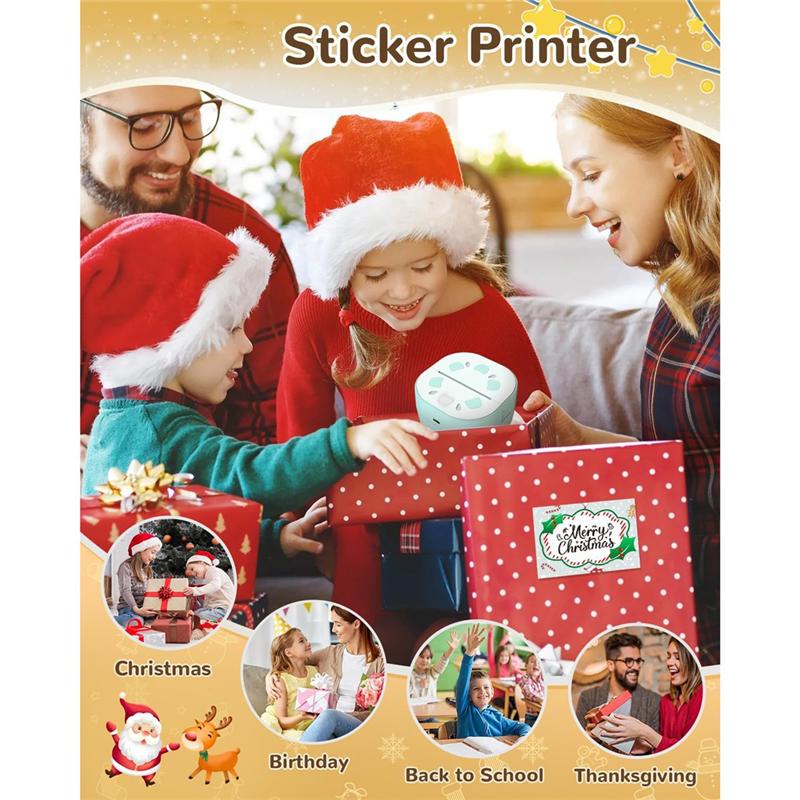 M-Modern-Bluetooth Портативный Мини-Принтер для Наклеек, Бесчернильная Термопечать, Создатель Функциональности, Включая 3 Рулона Бумаги