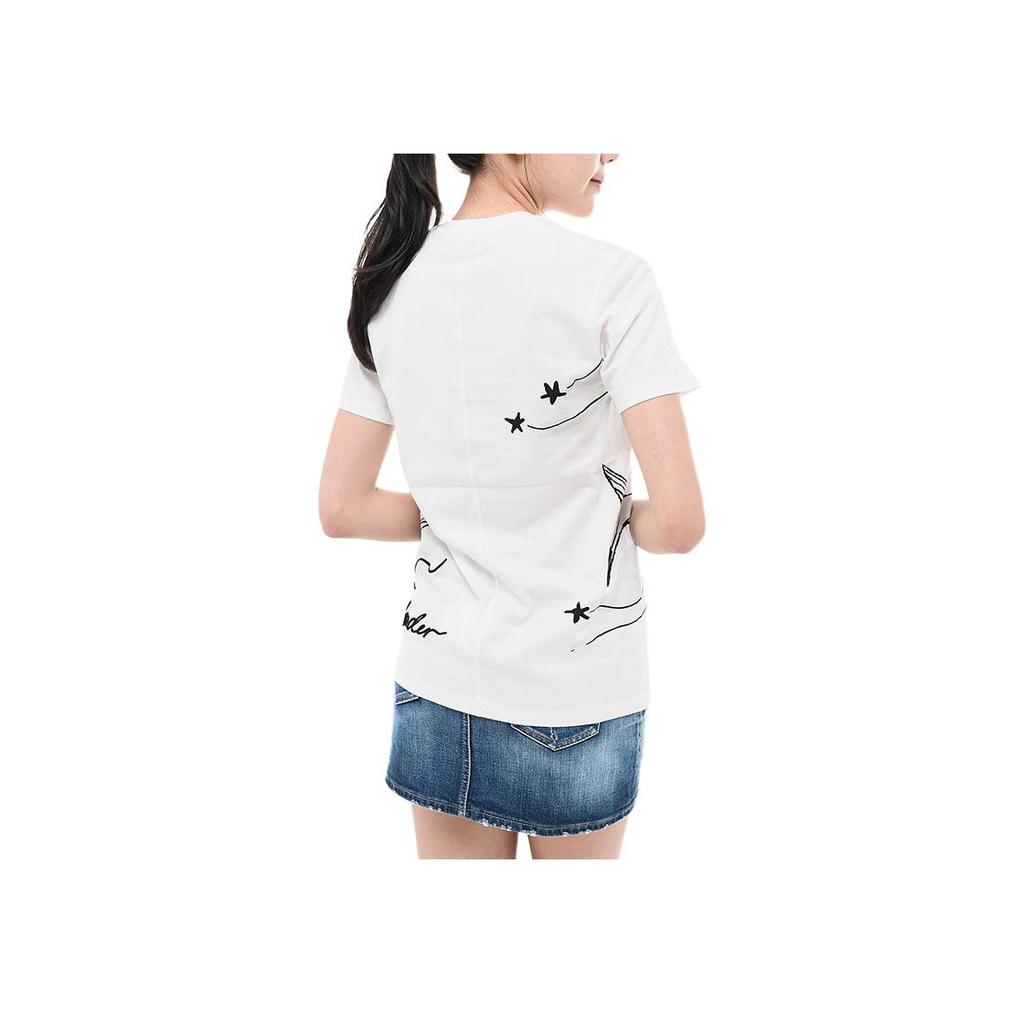 Moncler Round Neck Pullover Short Sleeve Regular T-Shirt Women Tops Ivory F10938C74910V8127033