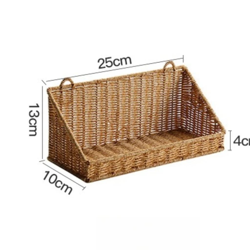 Handwoven Imitation Rattan Wall Hanging Basket Multi Size Kitchen Bathroom Balcony Plant Holder Storage Organizer for Home