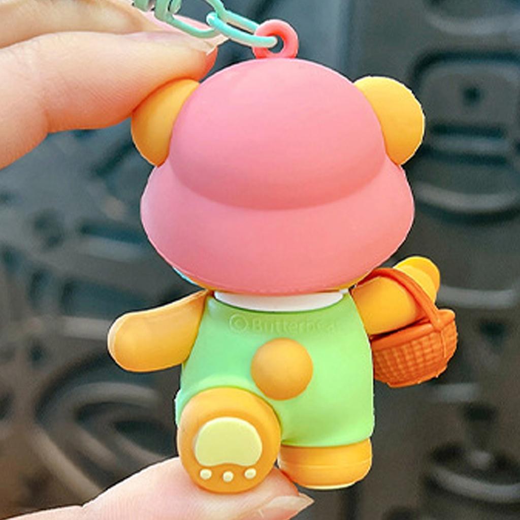 Cute Cartoon Butter Bear Keychain Sporty Backpack Charm Bag Pendant Lightweight PVC Alloy Decors For Bags Gifts
