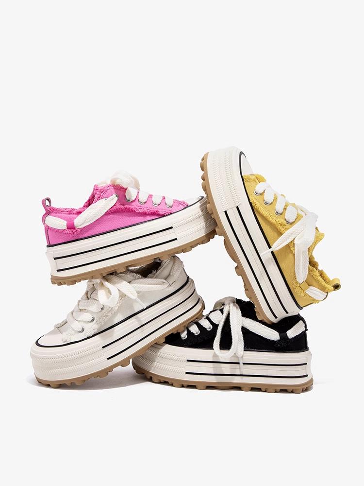 Women Canvas Sneakers 5 CM Platform Outdoor Street Shoes Lace Up Comfortable Sports Shoes High Quality Tenis Sneakers 36-43