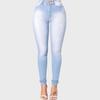 Damen High Waist Jeanshosen Jeans Stretch Bleistift Denimhosen Einfarbig Slim Skinny Lange Hosen