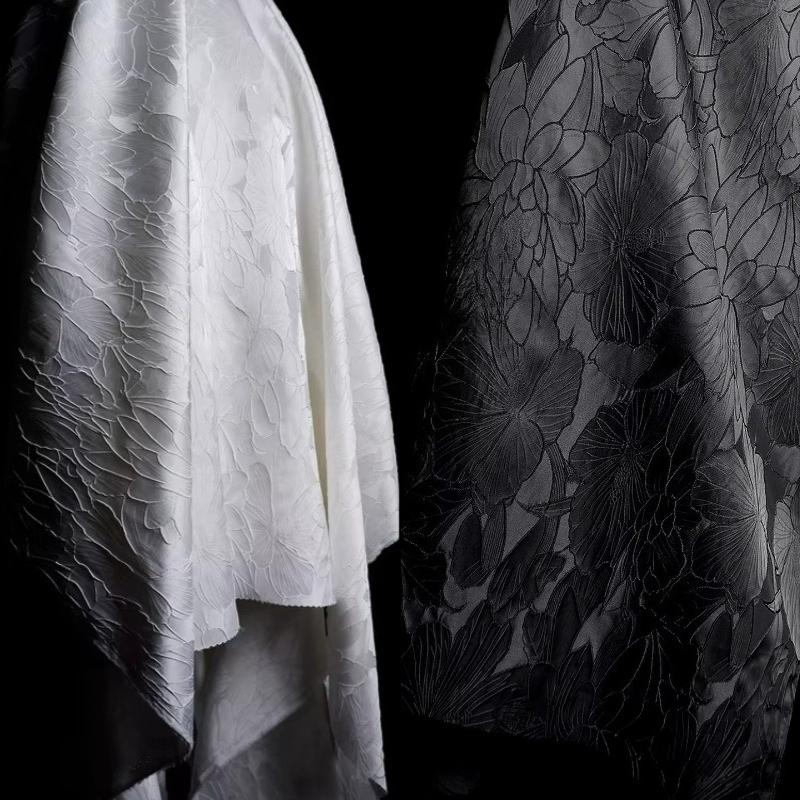 Lotusblad Patroon Jacquard Stof Driedimensionale Textuur voor Handgemaakte DIY Jurk Hanfu Cheongsam Chinese Stijl Ontwerpersstof