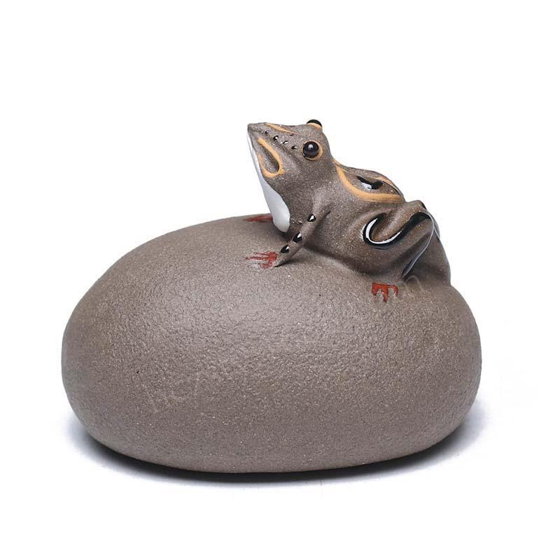 

Yixing Zisha Water Spray Stone Frog Tea Pet Ancient Flowerpot Landscaping Tea Figurine Play Toys Tea Statue Ornaments Gift Craft